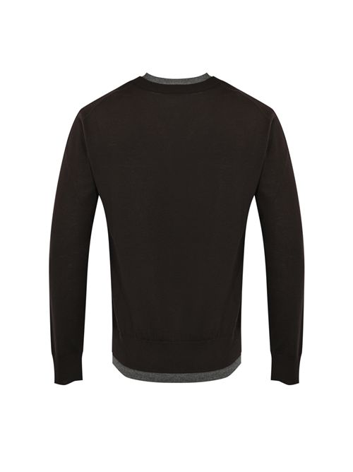 Maglia con scollo a V in lana Marrone Paolo Pecora | A012 F0012358